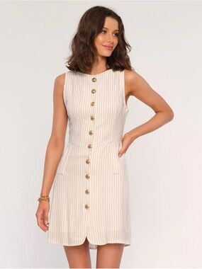 Heartloom Davi Pinstripe Button-Down Mini Dress